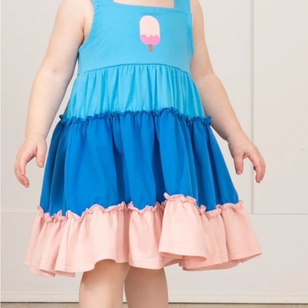 NEW…Girls Tiered Colorblock Dress-Popsicle
